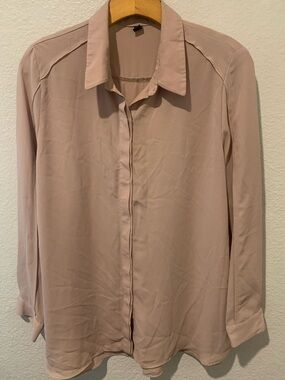 YETTS Classic Women's Dusty Pink Long-Sleeve Button Shirt